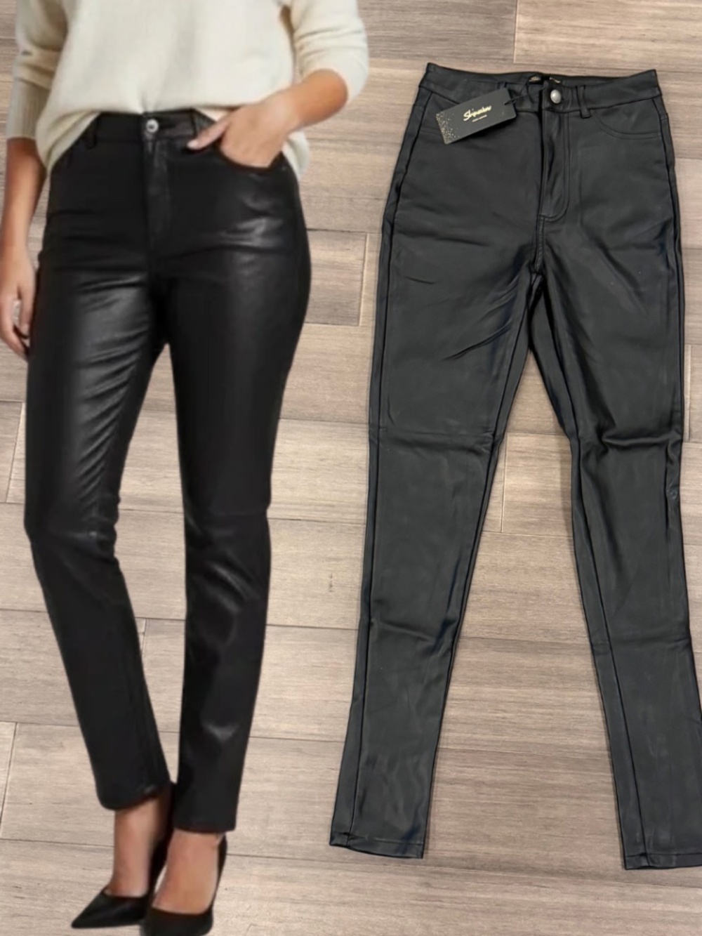 Shinestar Vegan Leather Skinny Pants Black Size XS